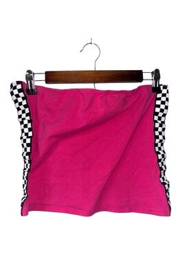 Riot Queen Pink Black White Crop Tube Top Goth Fun Racecar Size Large